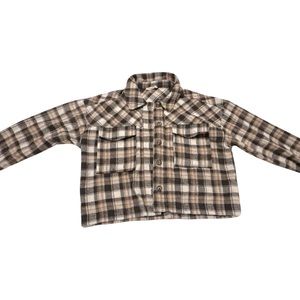 Flannel Crop Top Brown/Tan.
